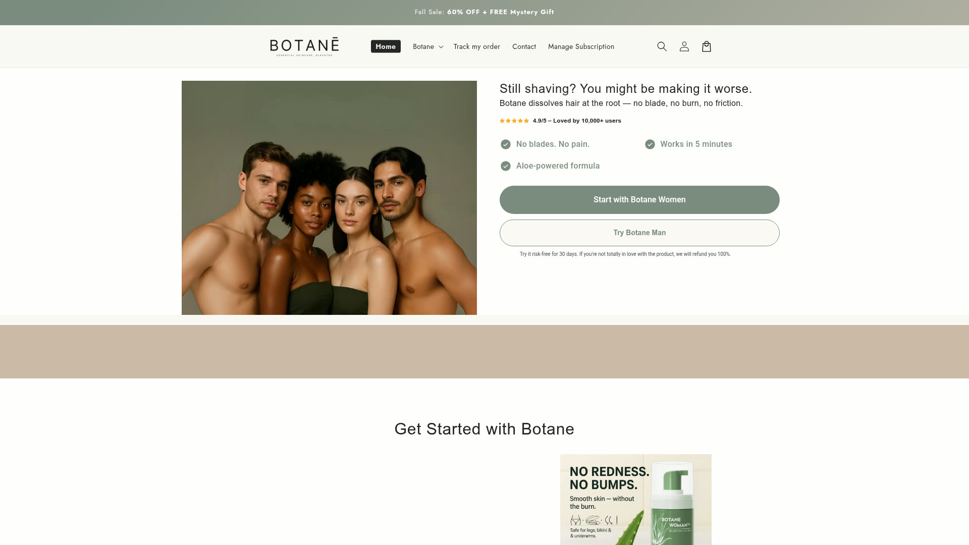 Screenshot of the Botane Labs website