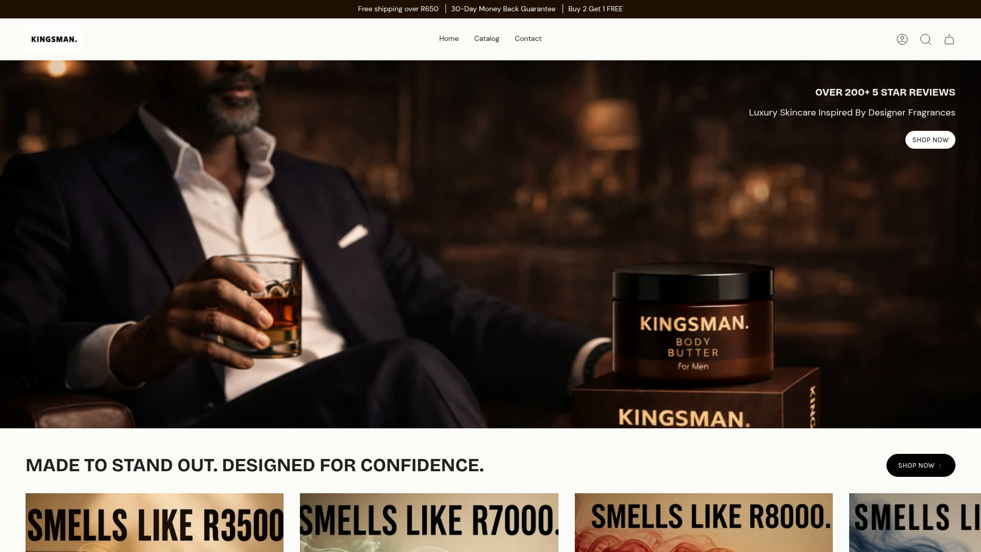 Screenshot of the Kingsman Body Butter website